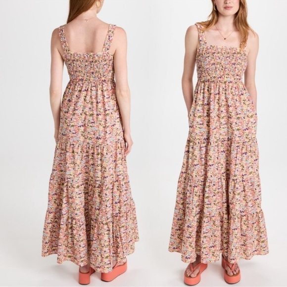 NWT Scotch & Soda Smocked Floral Maxi Dress with Pockets - Picture 5 of 10